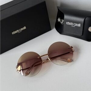 NWT Roberto Cavalli Oversized Rimless Round Sunglasses